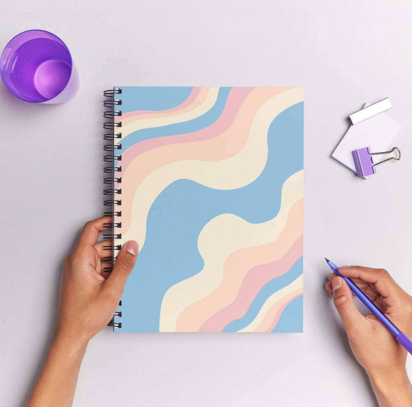 Aesthetic Blue Cream Background 50 Pages Journal