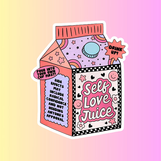 "Self Love Juice" 3inch Glossy Water Proof Vinyl Sticker Great for Water Bottles, Journals, Laptops, E-Readers
