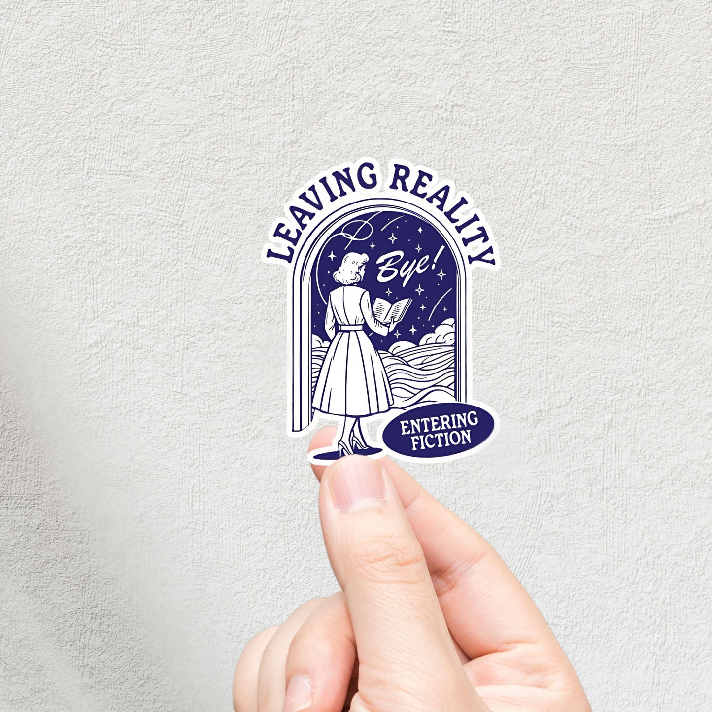 "Leaving Reality Entering Fiction" 3inch Glossy Water Proof Vinyl Sticker Great for Water Bottles, Journals, Laptops, Phones