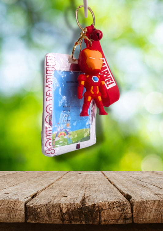 Iron Man Keychain with Removable Name Tag Card