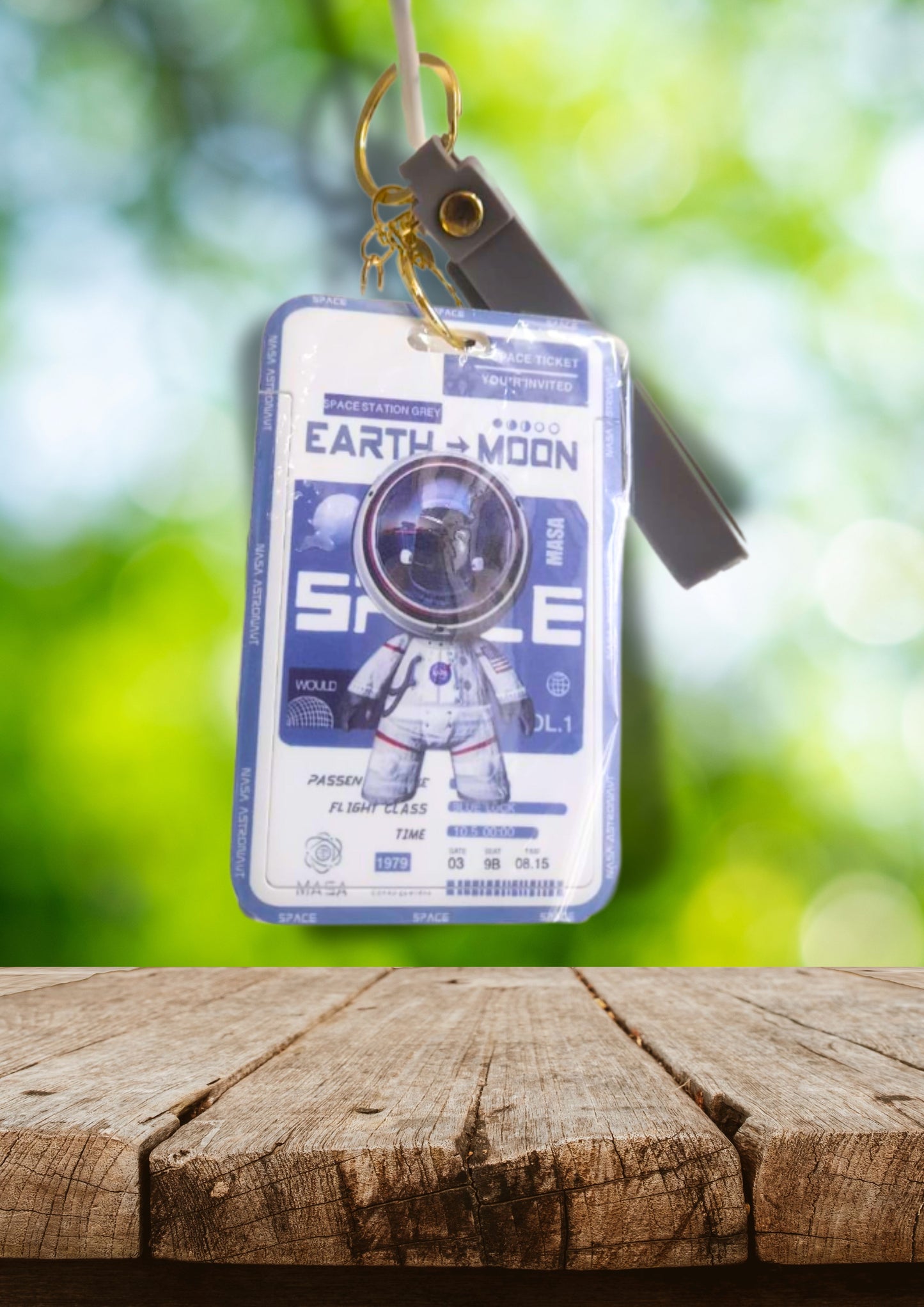 Space Astronaut Keychain with Removable Name Tag Card