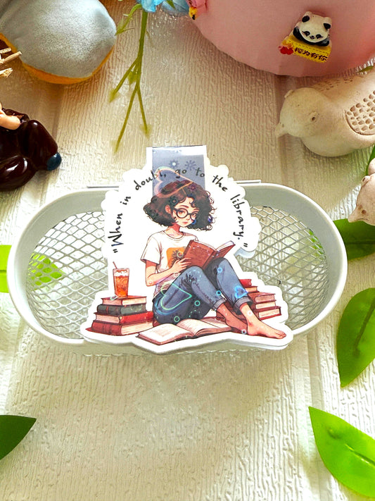 "When In Doubt Go to The Library" Holographic Magnetic Bookmark