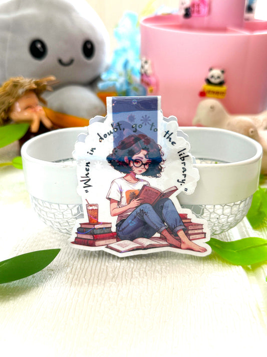 "When In Doubt Go to The Library" Holographic Magnetic Bookmark