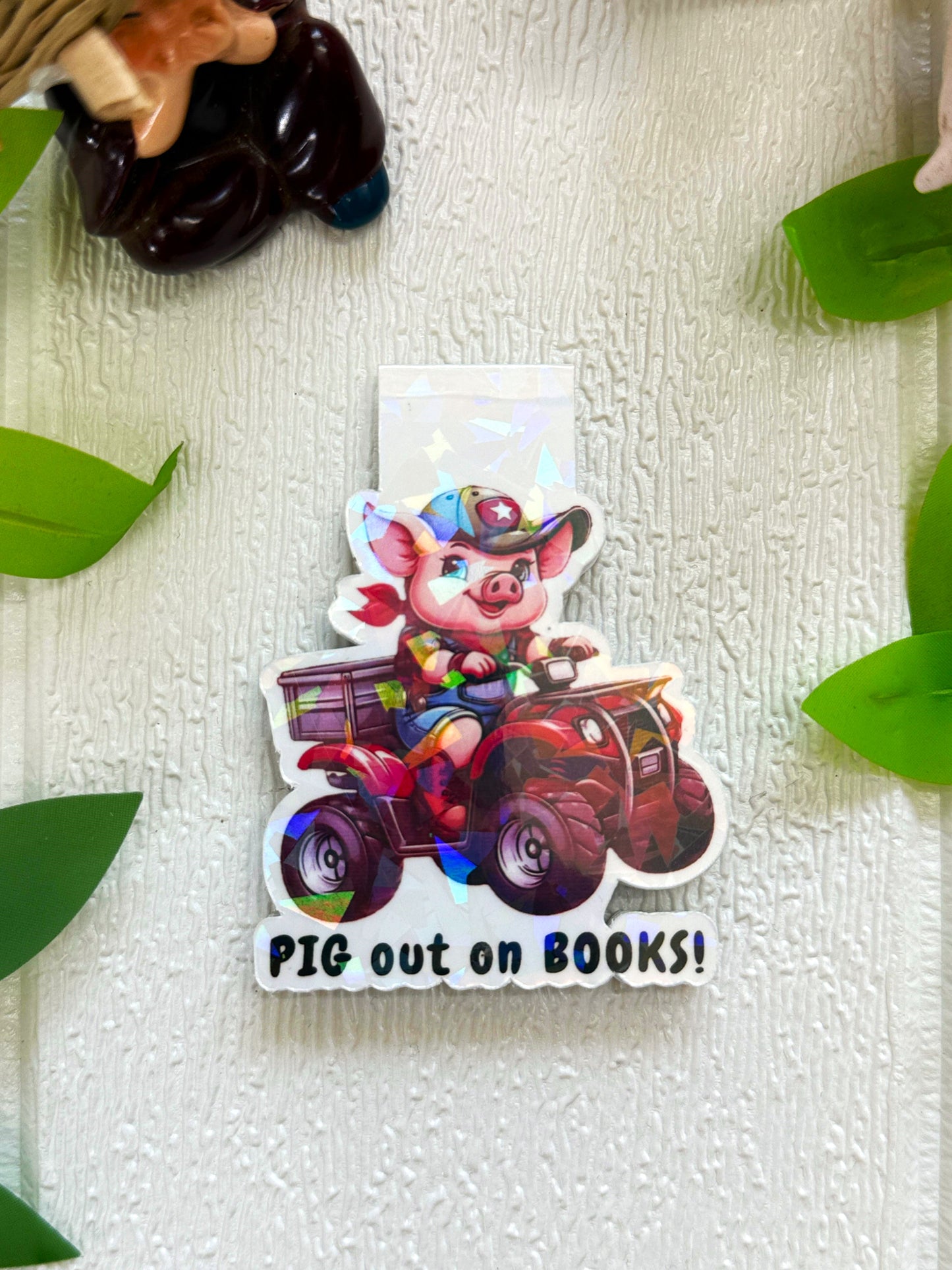 "Pig Out On Books" Holographic Magnetic Bookmark
