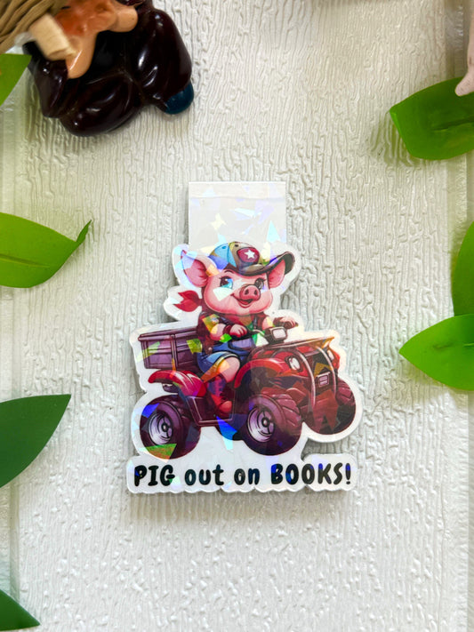 "Pig Out On Books" Holographic Magnetic Bookmark