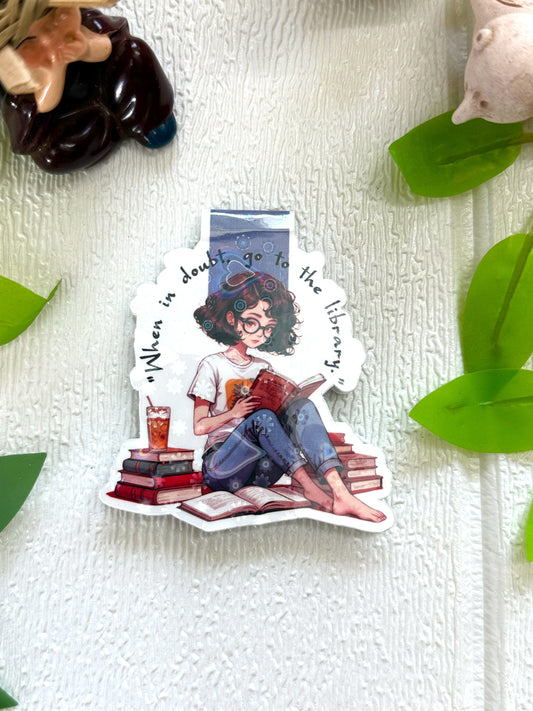 "When In Doubt Go to The Library" Holographic Magnetic Bookmark
