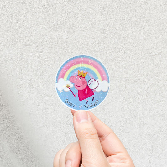 Pepa Pig Holographic 3inch Glossy Water Proof Vinyl Sticker Great for Water Bottles, Journals, Laptops, Phones