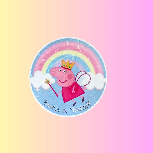 Pepa Pig Holographic 3inch Glossy Water Proof Vinyl Sticker Great for Water Bottles, Journals, Laptops, Phones