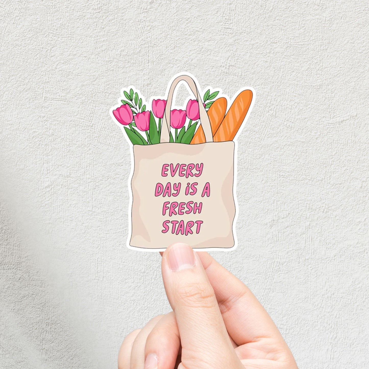 "Everyday Is A Fresh Start" 3inch Glossy Water Proof Vinyl Sticker Great for Water Bottles, Journals, Laptops, Phones