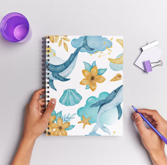 Aesthetic Watercolour Whales Print 50 Pages Journal