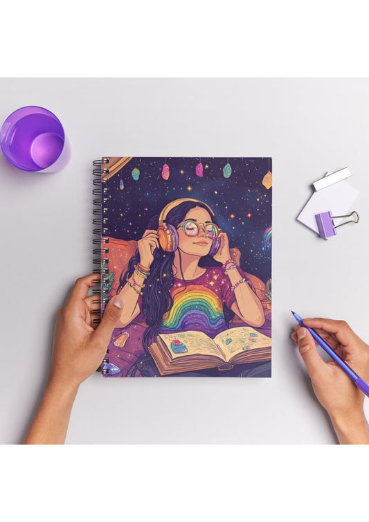 "Girl with Headphones" Print 50 Pages Journal