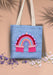 Big Macrame Rainbow on Denim Tote Bag