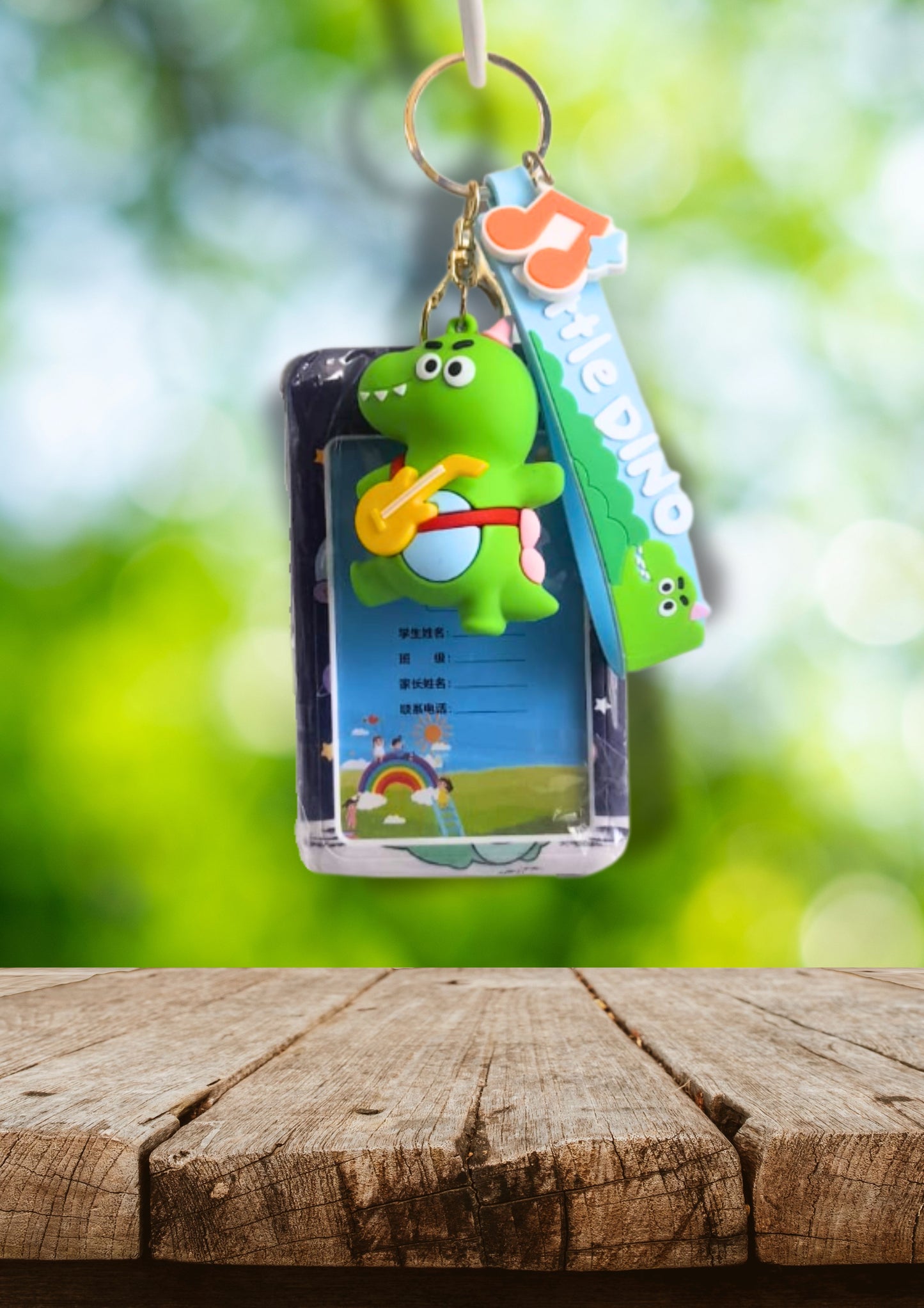 Little Dino Keychain with Removable Name Tag Card