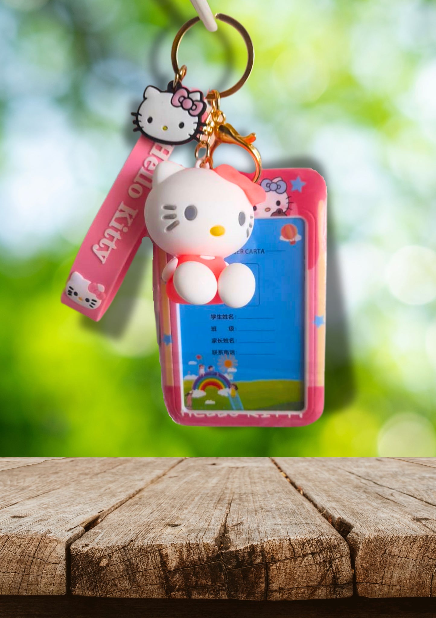 Hello Kitty Keychain with Removable Name Tag Card