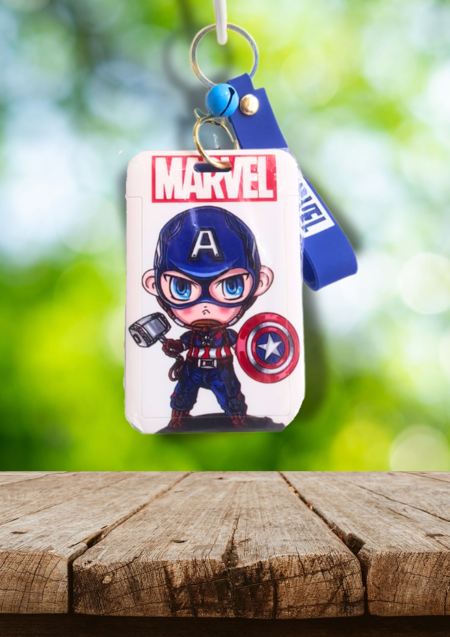 Captain America Keychain with Removable Name Tag
