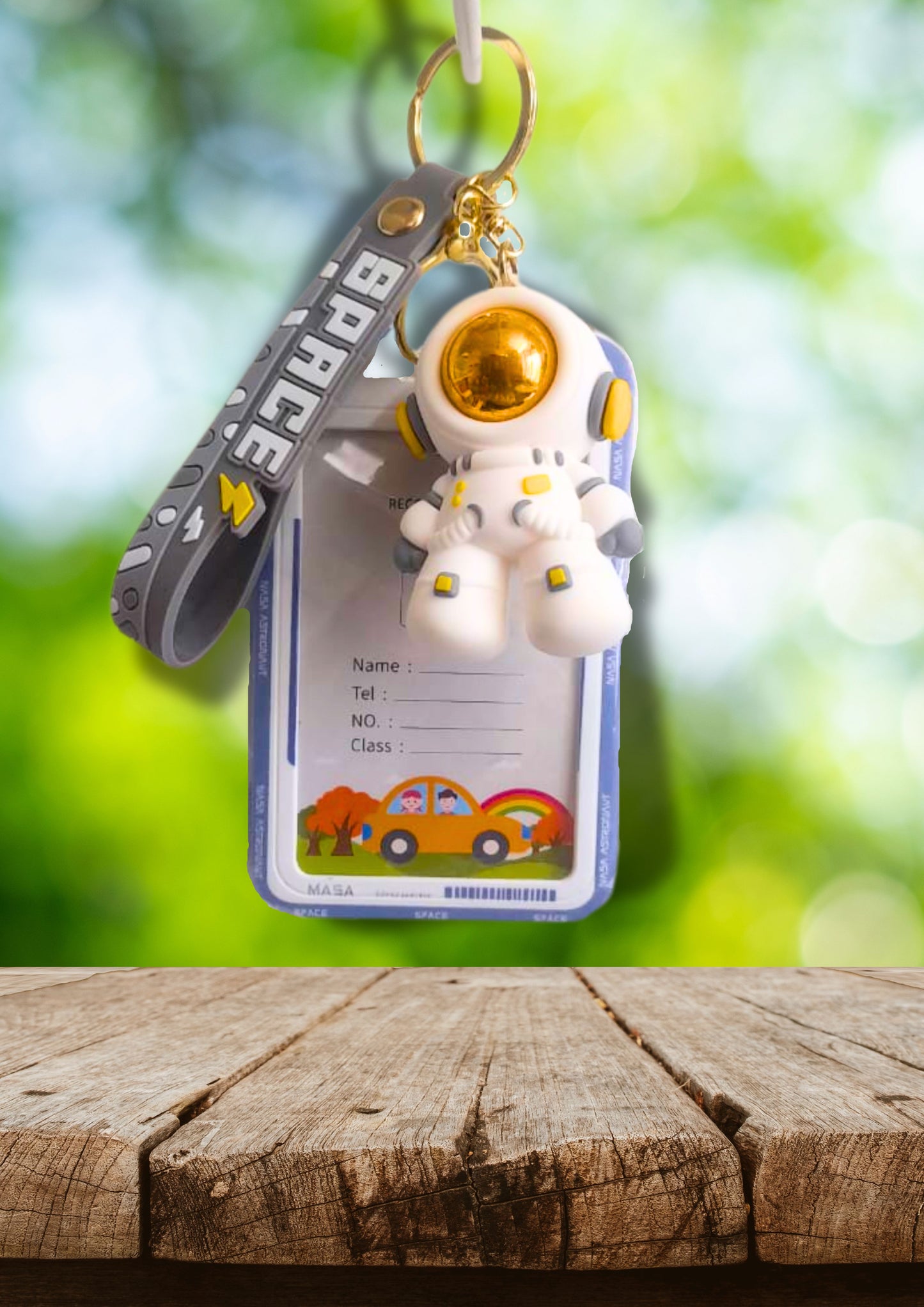 Space Astronaut Keychain with Removable Name Tag Card