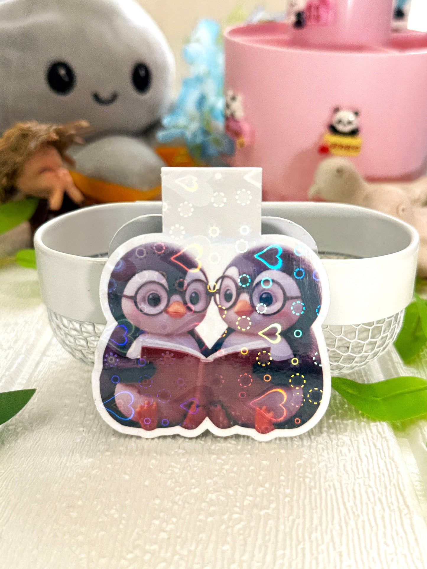 Cute Penguins Holographic Magnetic Bookmarks